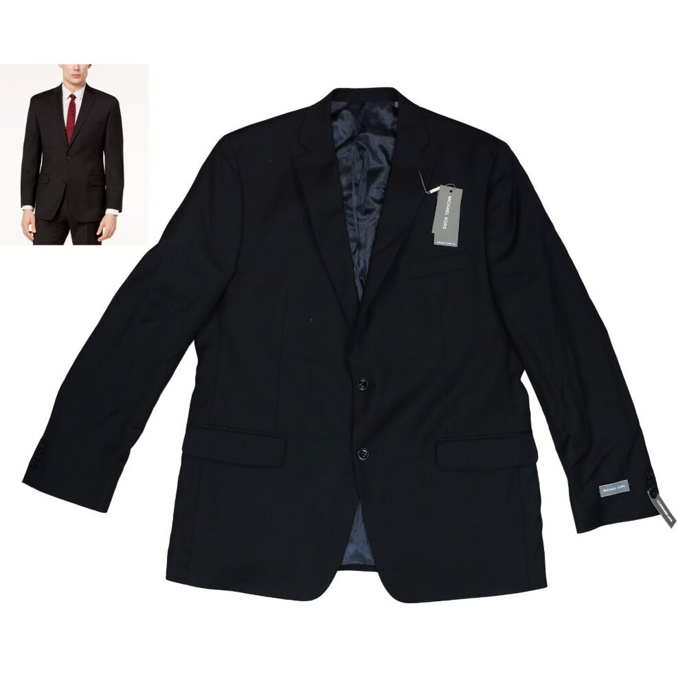 Michael Kors Solid Color Classic Fit Men's Sport Coat Blazer 44 Long NWT Black